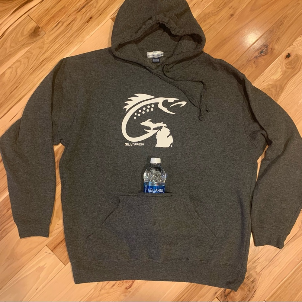 FISHING FANATIC hoodie with hidden beverage pouch